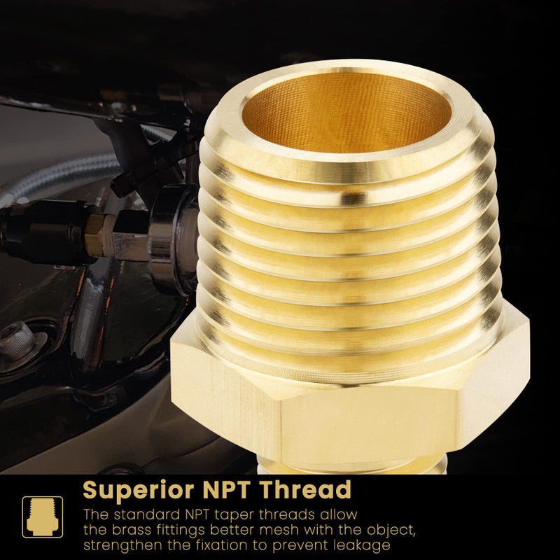 KOOTANS 1/2 NPT Male x 1/4 NPT Male Solid Brass Nipples, Heavy Brass Pipe Adapter Fittings Hex Reducing Nipples Connectors 4Pieces - Image 4